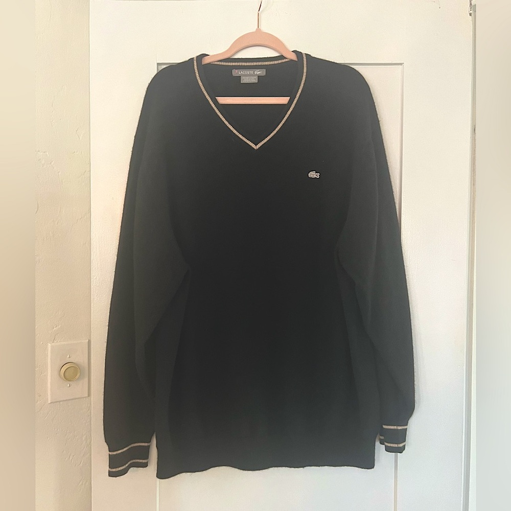 Men’s Vintage Cashmere Lacoste Sweater in Black